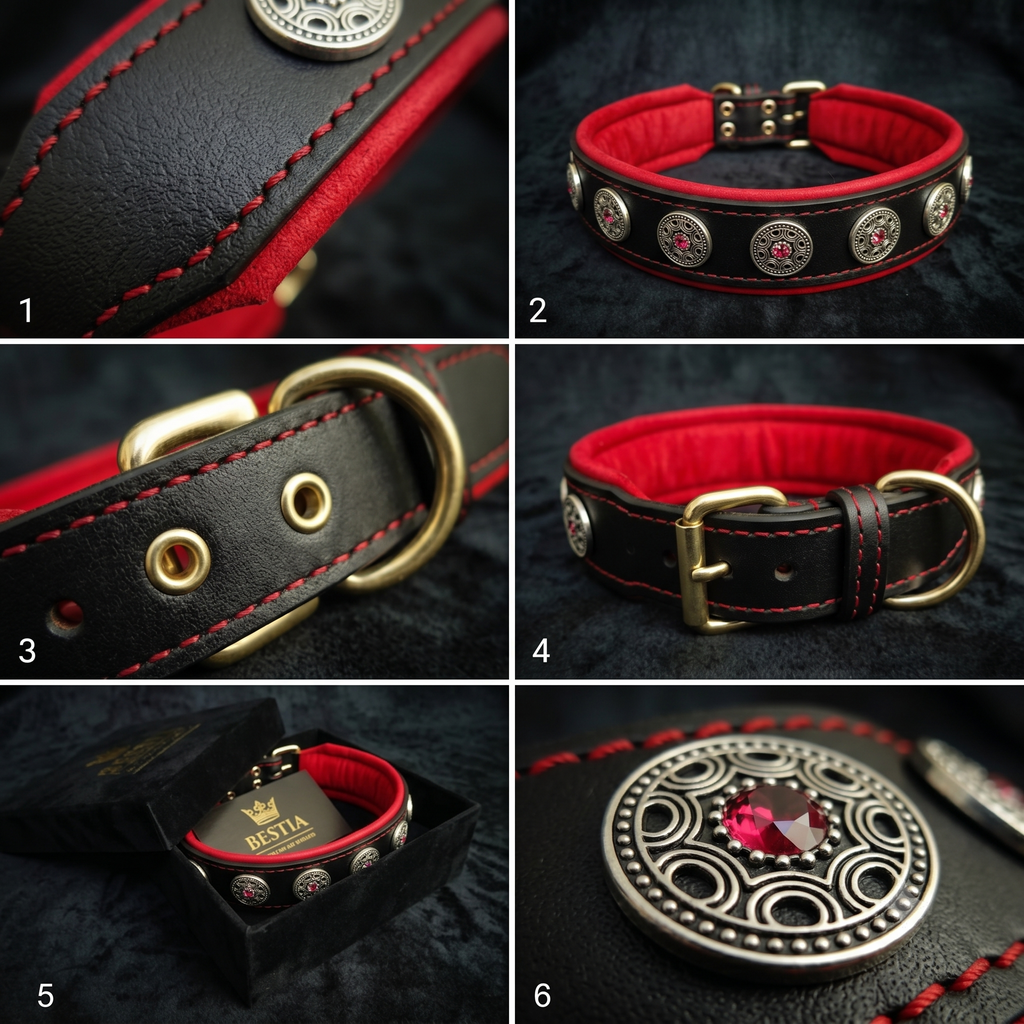 "Bijou" collar black & red