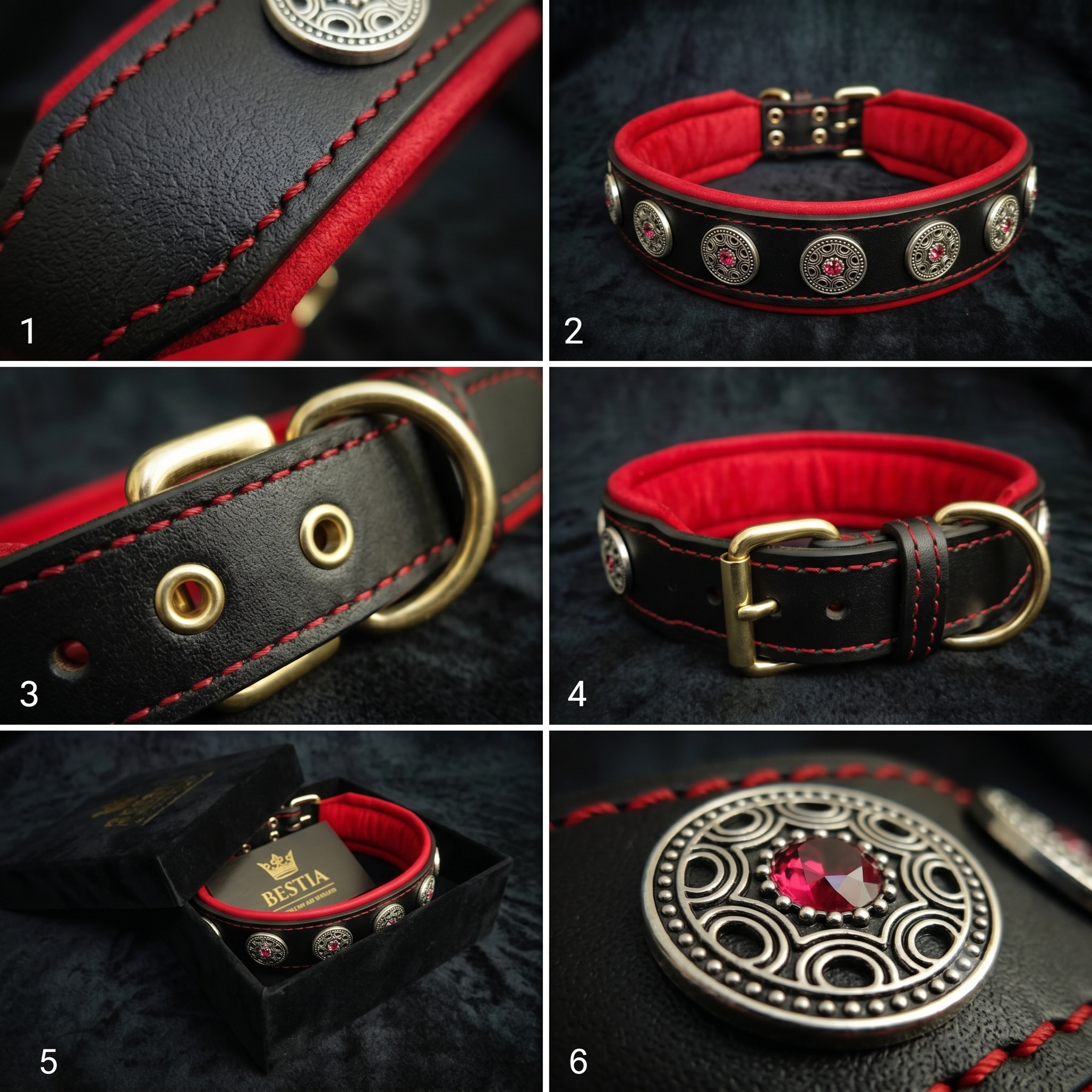 "Bijou" collar black & red