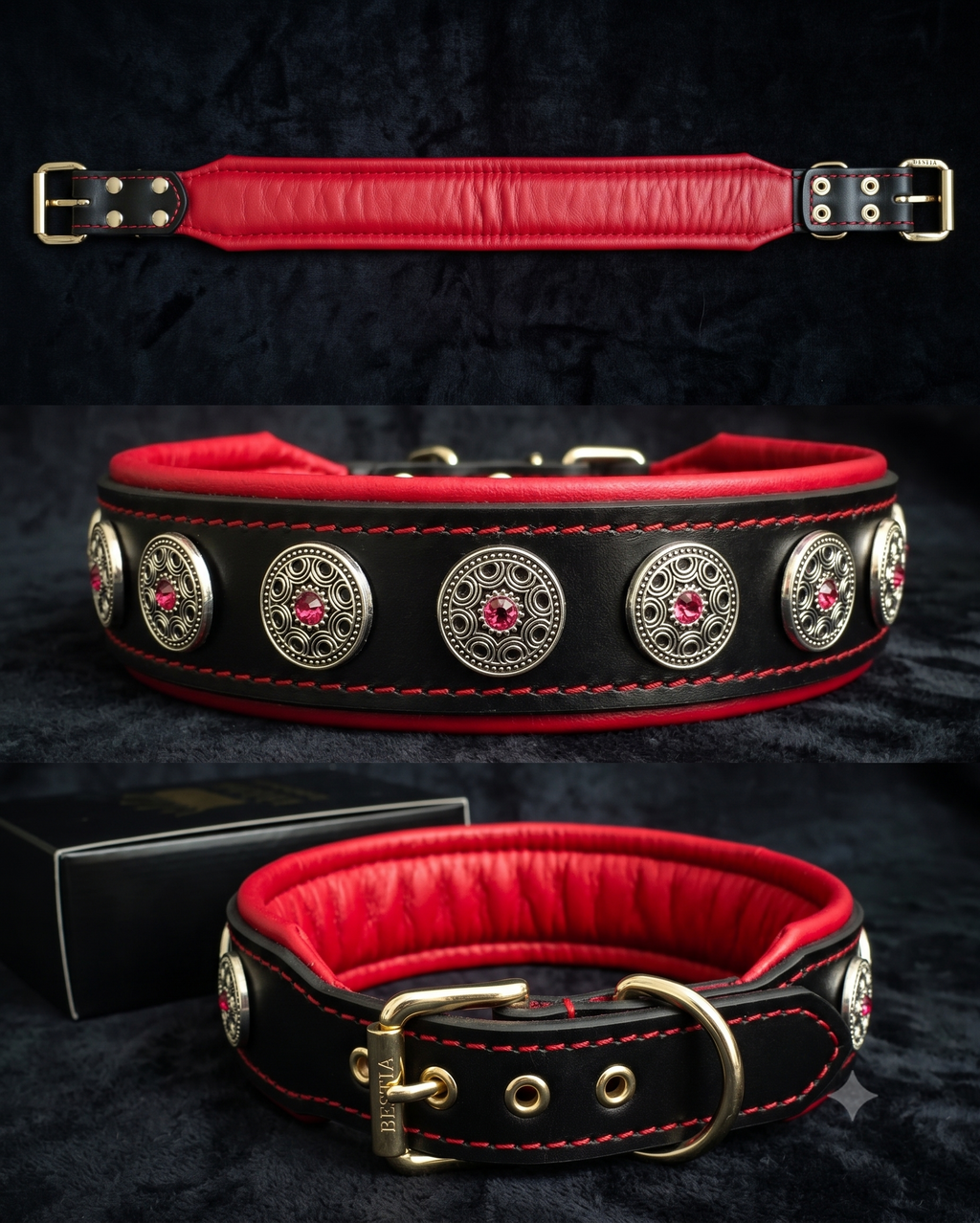 "Bijou" collar black & red