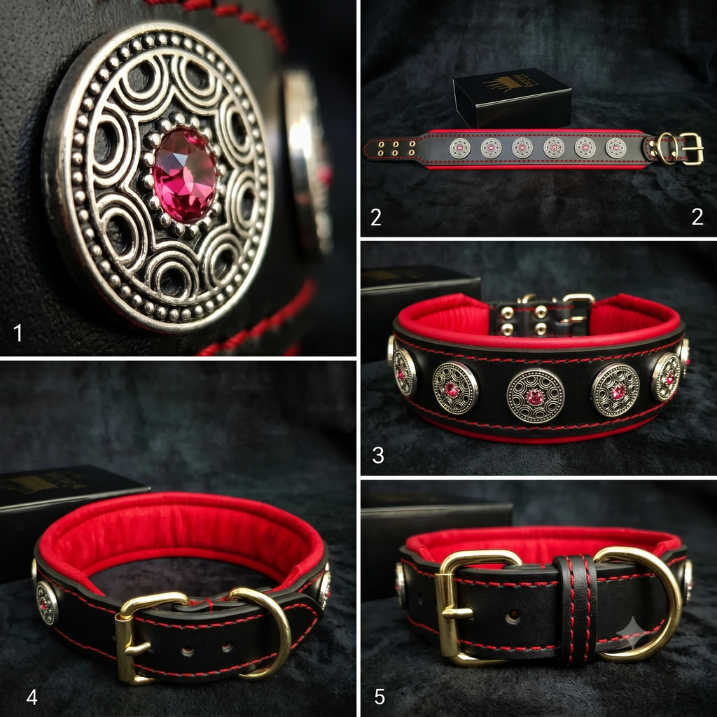 "Bijou" collar black & red