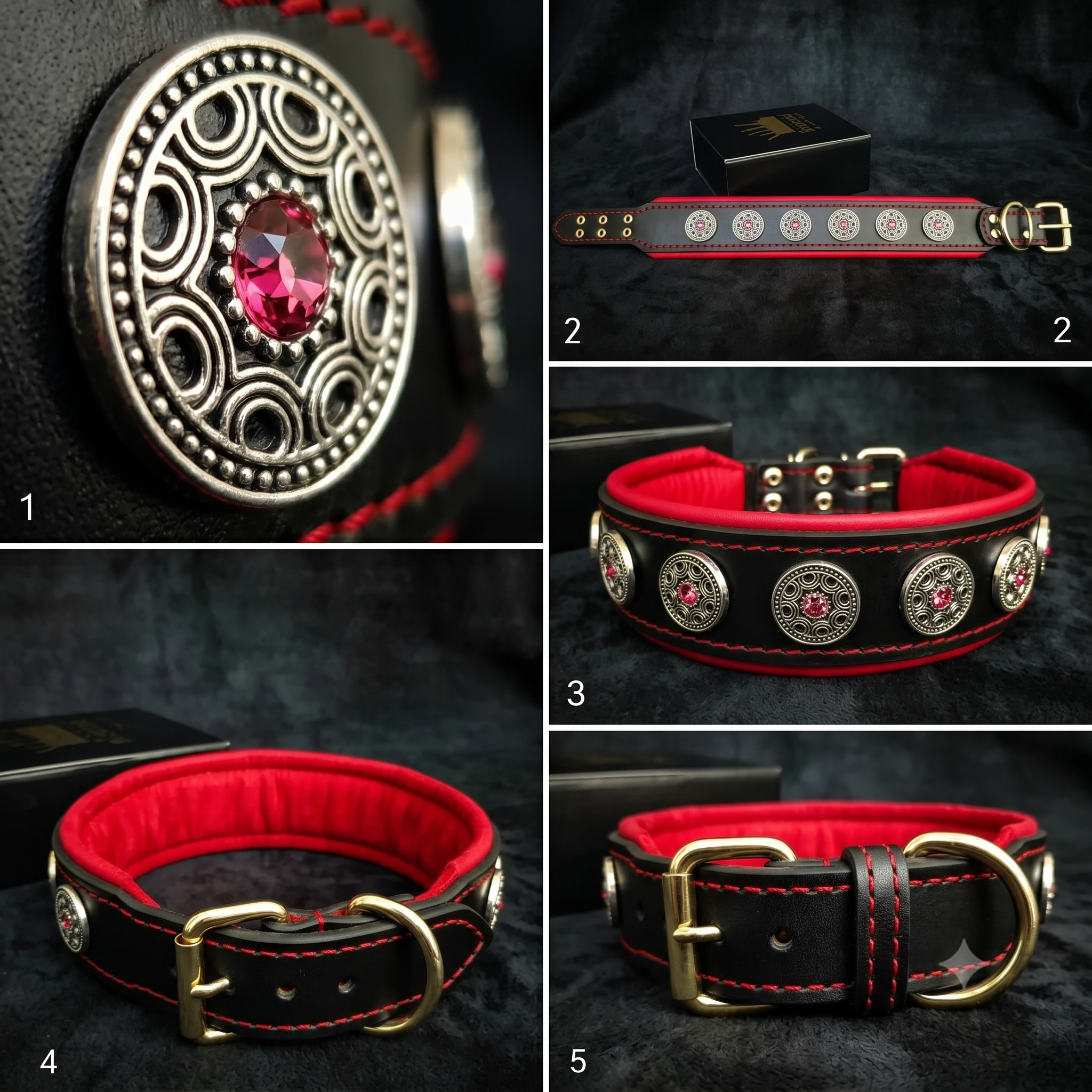 "Bijou" collar black & red