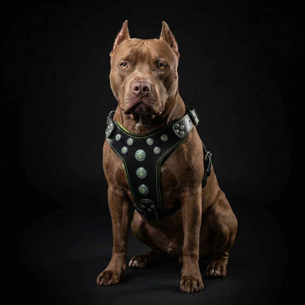 ''Bijou'' harness Black & Green for large dogs