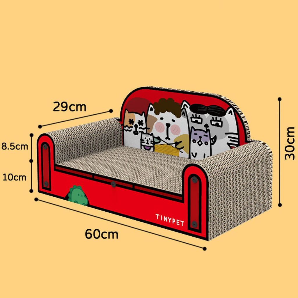 Ein Familien Roter Kleiner Sofa Kratzbaum