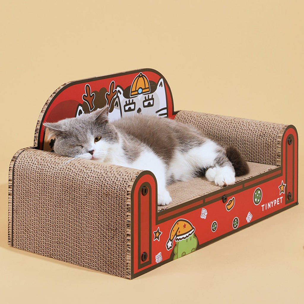 Ein Familien Roter Kleiner Sofa Kratzbaum